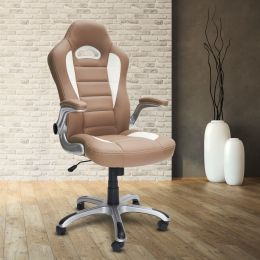 Techni Mobili High Back Executive Sport Race Office Chair with Flip-Up Arms; Camel