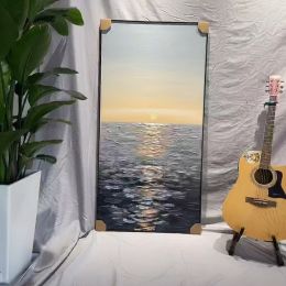 Handmade Canvas Oil Painting Interior Decoration Sea Sunset Modern Art Mural Living Room Bedroom Office Hotel Poster (size: 100x150cm)